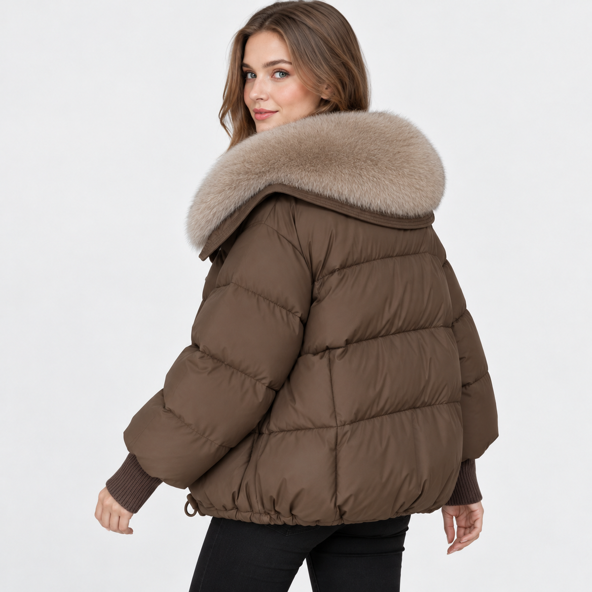 NAJAS | Women's Fur Collar Winter Jacket Warm Padded Short Coat