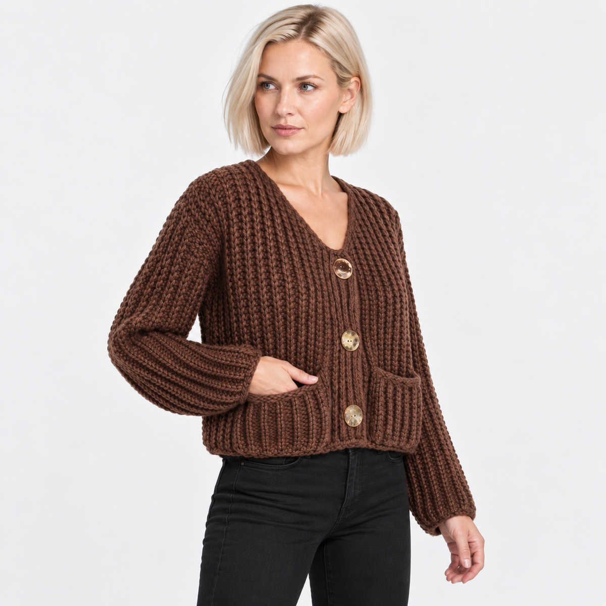 NAJAS | Women’s Single Breasted Coat Double Pocket Elegant Outerwear