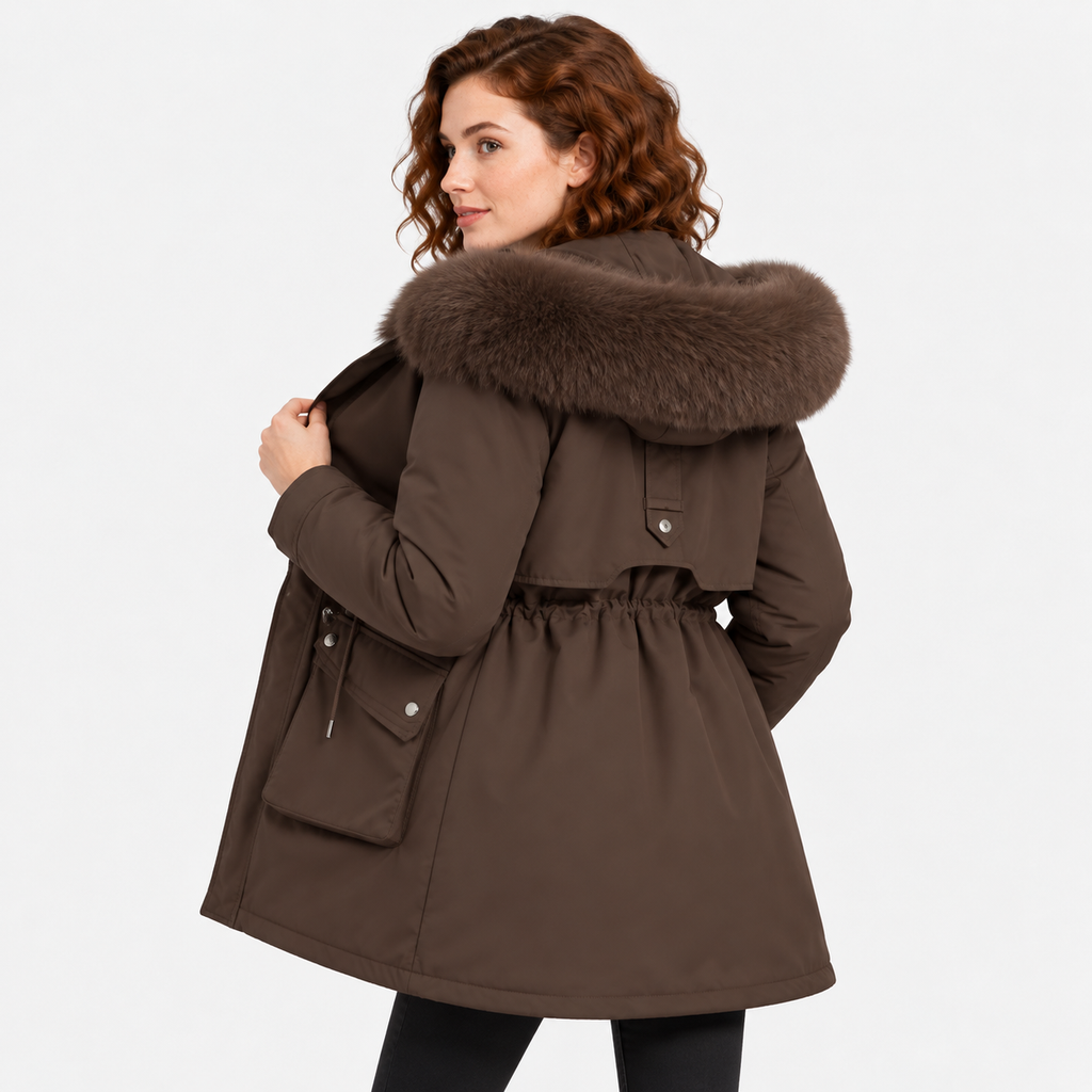 NAJAS | Women's Fur Lined Hooded Winter Parka with Loose Fit
