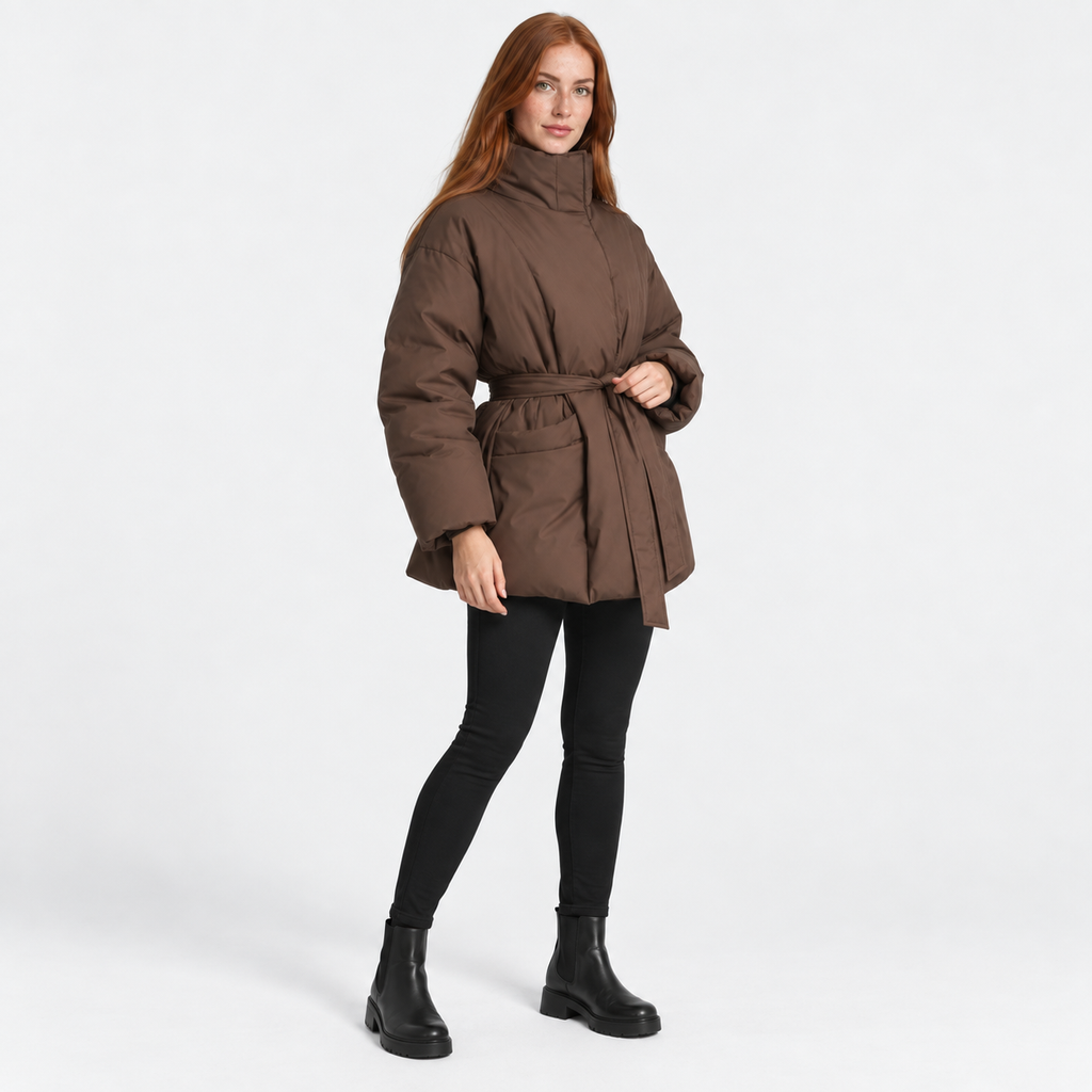 NAJAS | Women’s Retro Quilted Coat Artistic Print Casual Winter Jacket