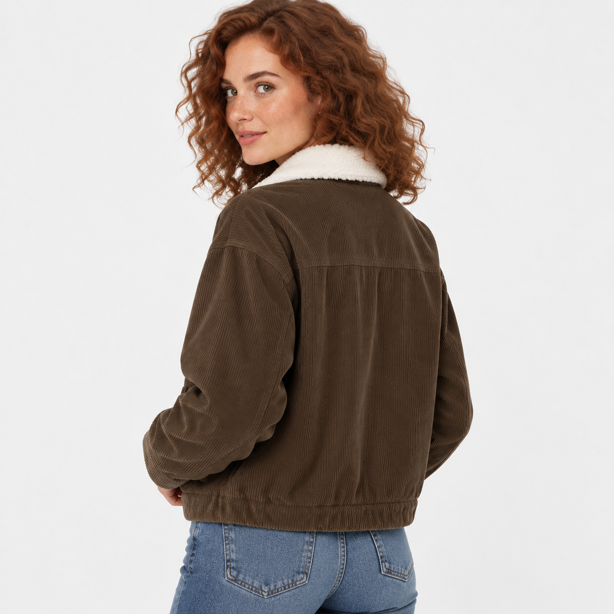 NAJAS | Women’s Corduroy Jacket Brown Color Block Casual Outerwear