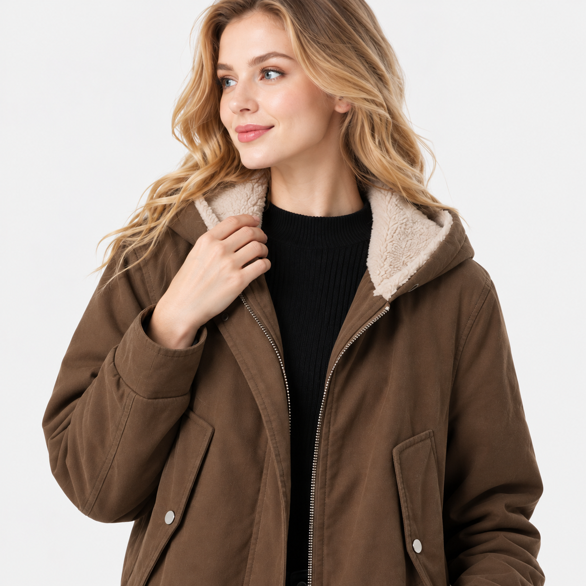 NAJAS | Women's Cotton Hooded Parka with Thick Fleece Lining