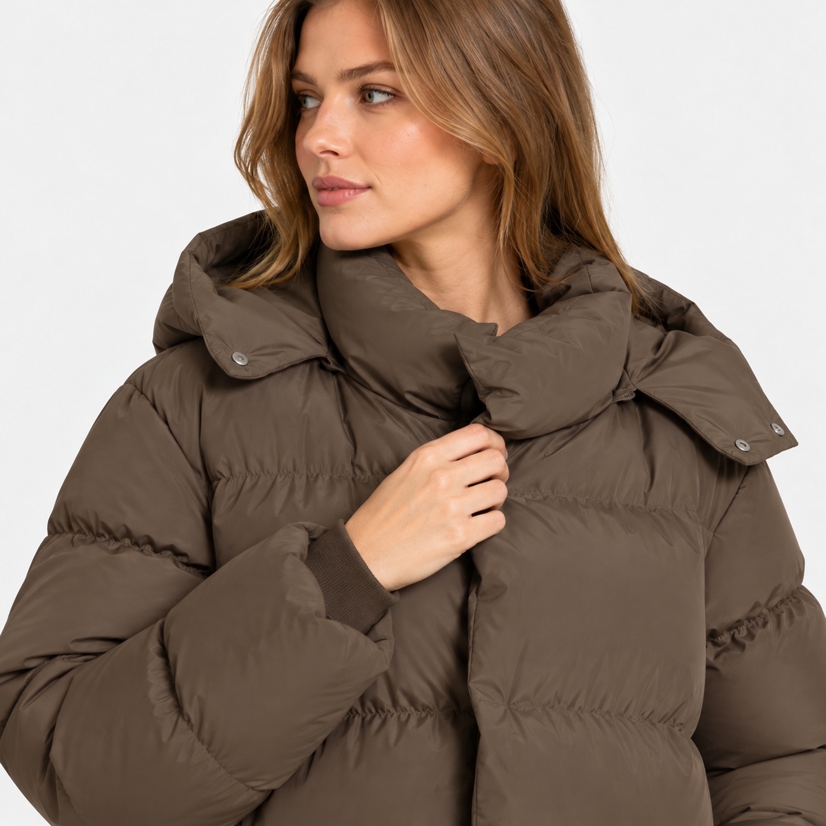 NAJAS | Women's Hooded Cotton Coat Detachable Hood Padded Workwear Jacket