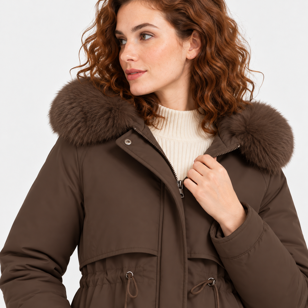 NAJAS | Women's Fur Lined Hooded Winter Parka with Loose Fit