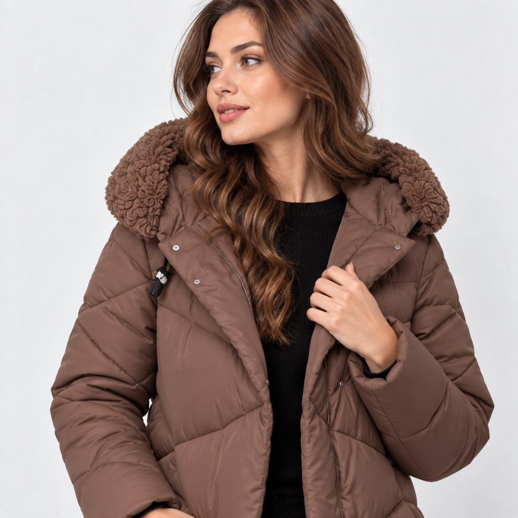 NAJAS | Women’s Mid Length Winter Coat Elegant Commuter Jacket with Pockets