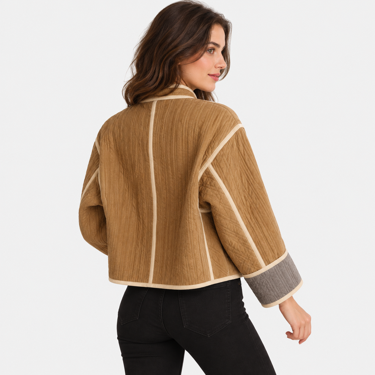 NAJAS | Women's Puffer Jacket with Color Block Design and Turn-Down Collar