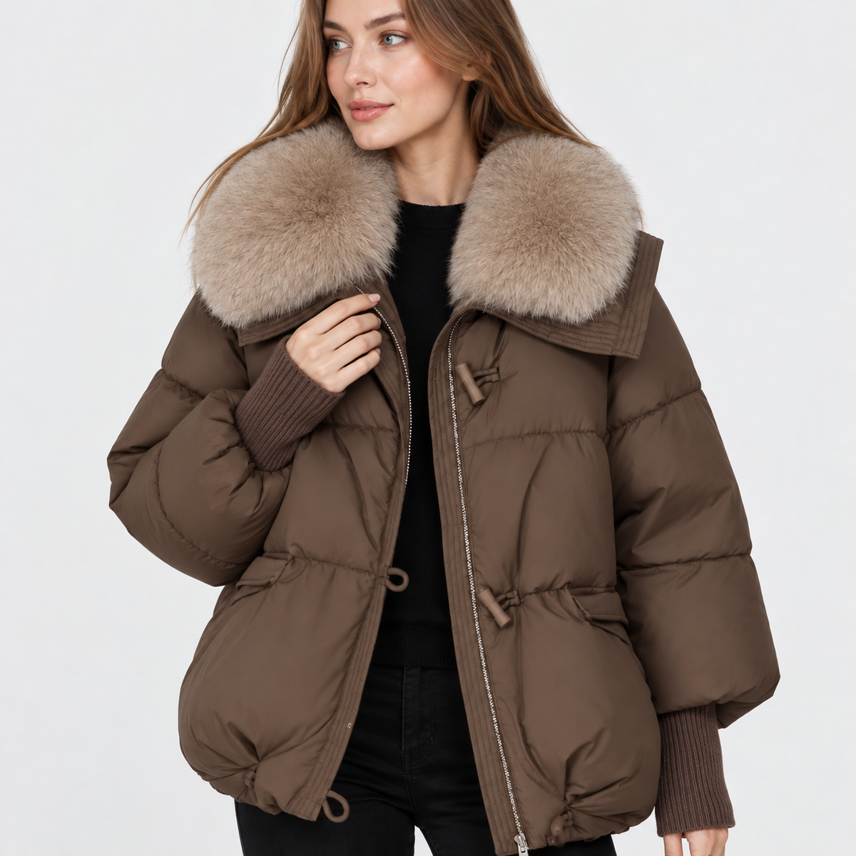 NAJAS | Women's Fur Collar Winter Jacket Warm Padded Short Coat