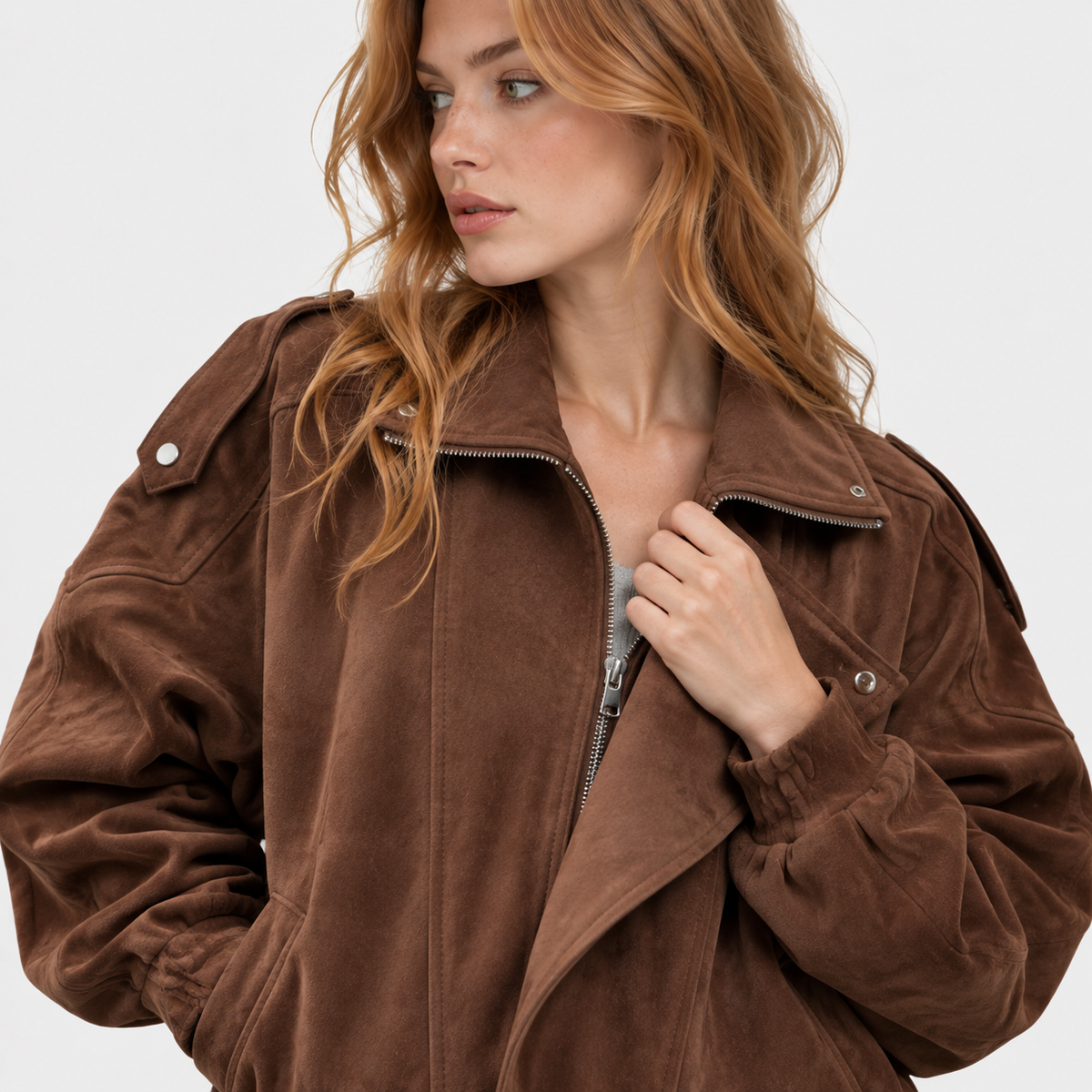 NAJAS | Women’s Short Lapel Jacket Loose Fit Casual Fall Outerwear