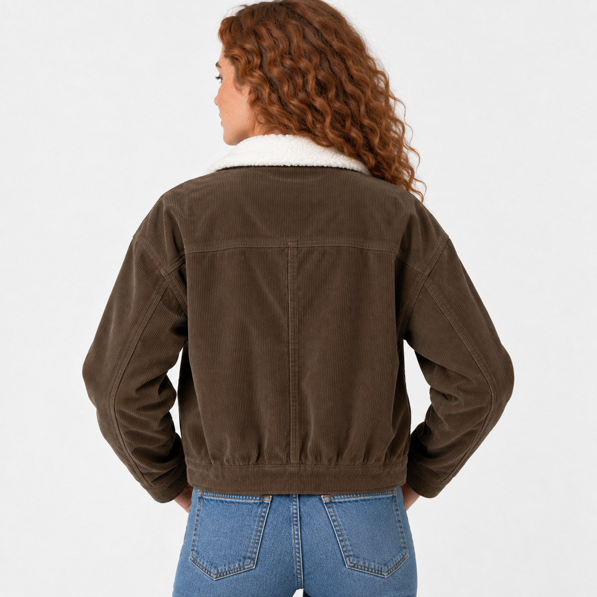 NAJAS | Women’s Corduroy Jacket Brown Color Block Casual Outerwear