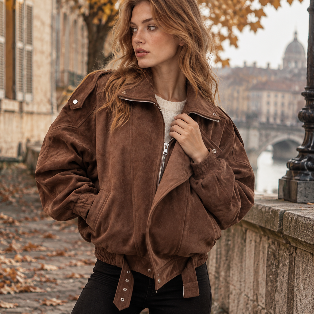 NAJAS | Women’s Short Lapel Jacket Loose Fit Casual Fall Outerwear