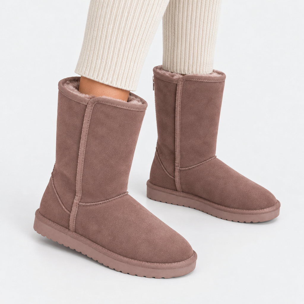 NAJAS | Women's Suede Knee High Winter Boots with Fleece Lining