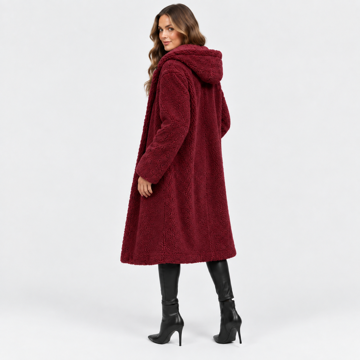 NAJAS | Women’s Teddy Coat Faux Fleece Hooded Long Winter Outerwear