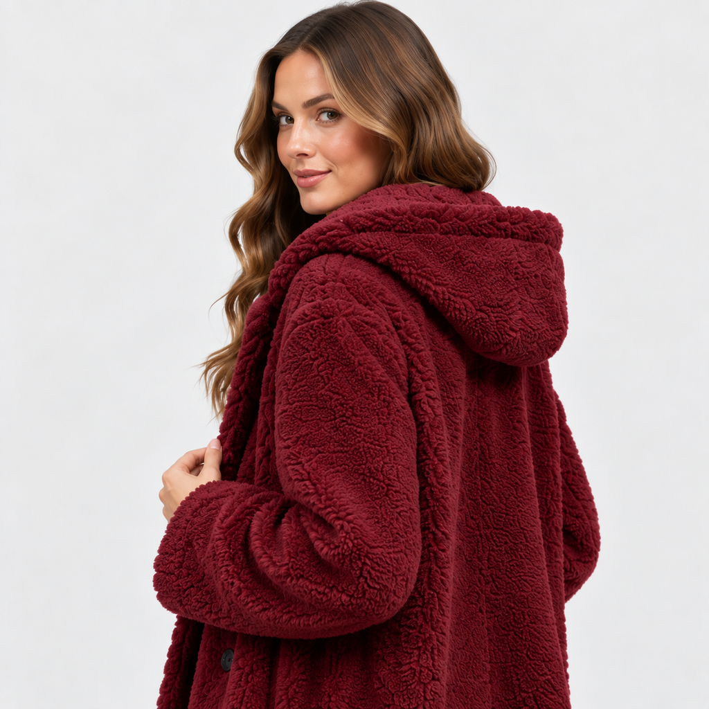 NAJAS | Women’s Teddy Coat Faux Fleece Hooded Long Winter Outerwear