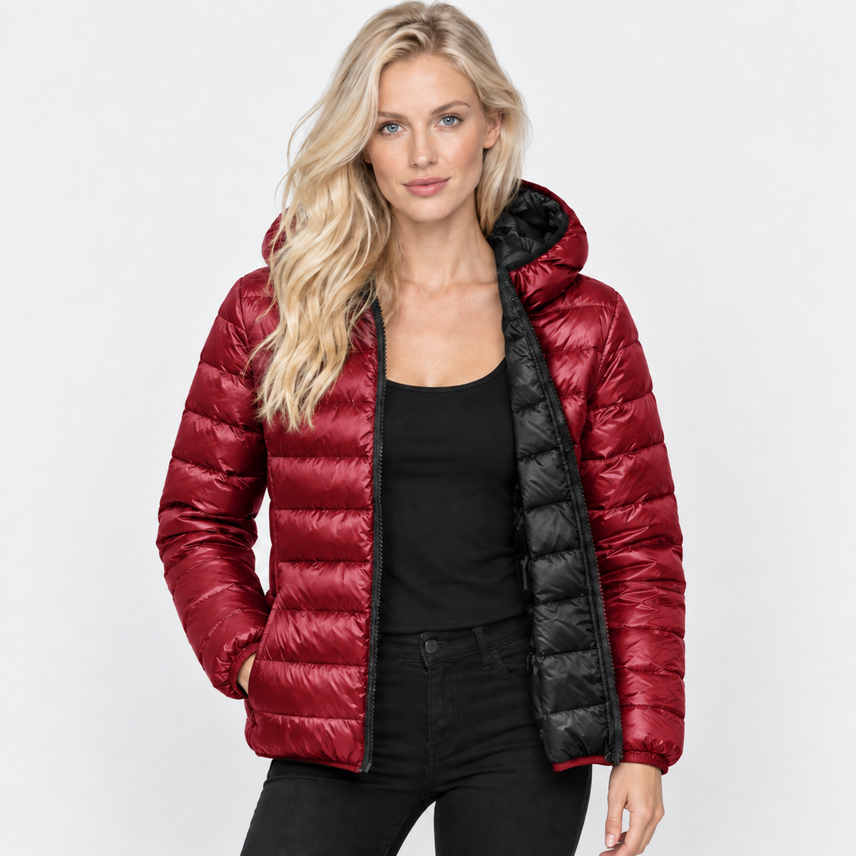 NAJAS | Women’s Duck Down Jacket Nylon Hooded Lightweight Winter Coat