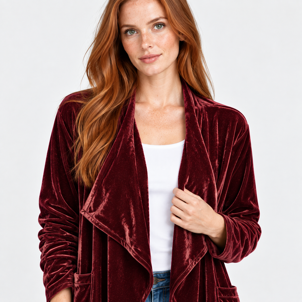 NAJAS | Women’s Long Velvet Overcoat Evening Casual Style Wear