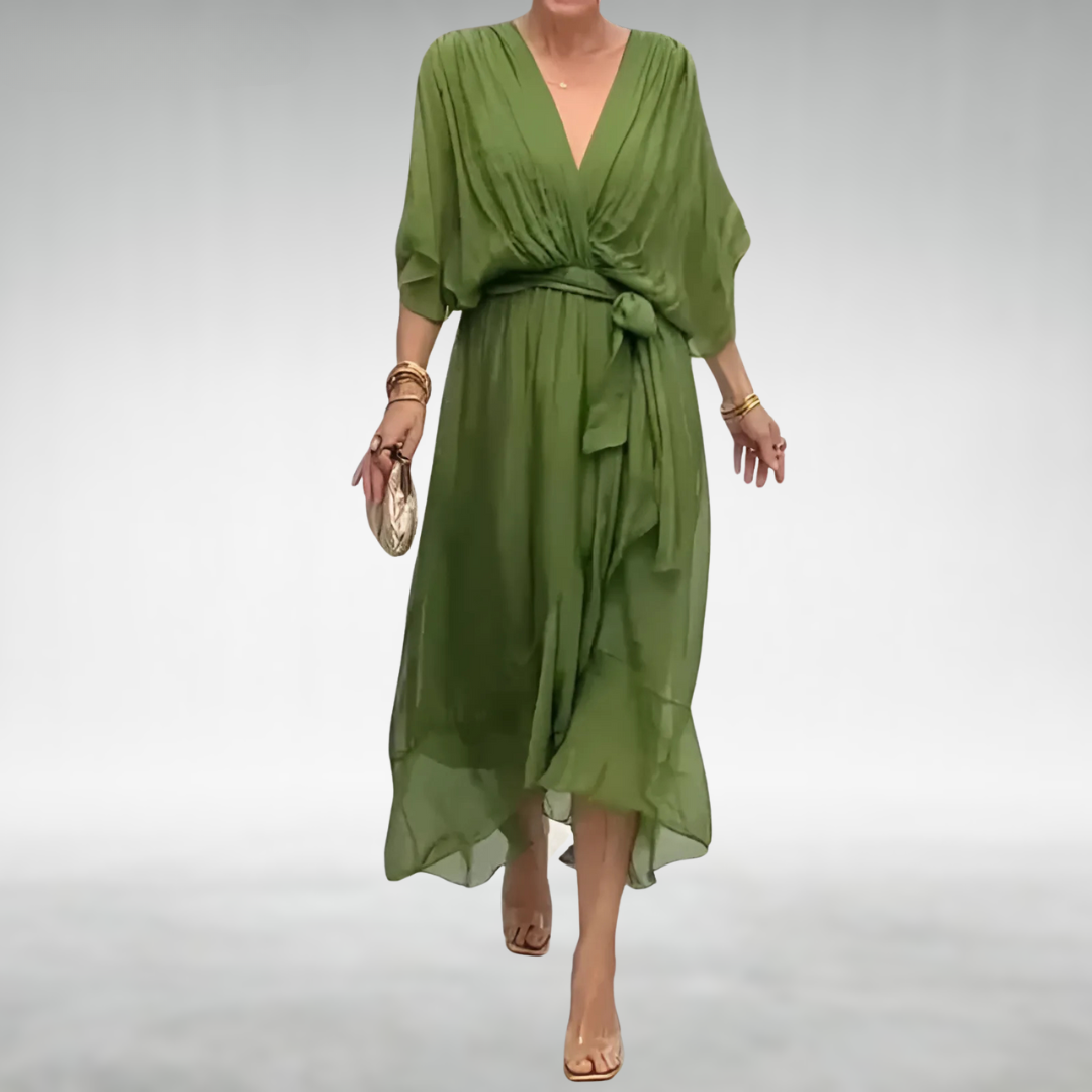 Elegant Women's Summer Airy Maxi Dress with V-Neckline