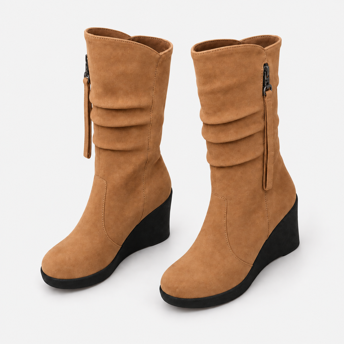 NAJAS | Women’s Suede Chelsea Boots Wedge Heel Waterproof Platform Shoes