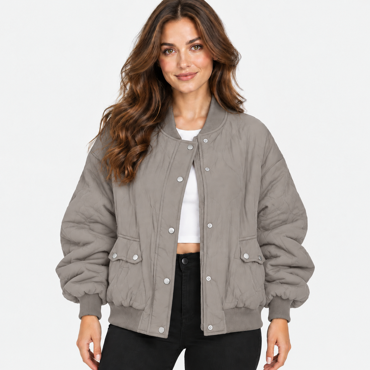 NAJAS | Women’s Quilted Jacket Long Sleeve Casual Winter Outerwear