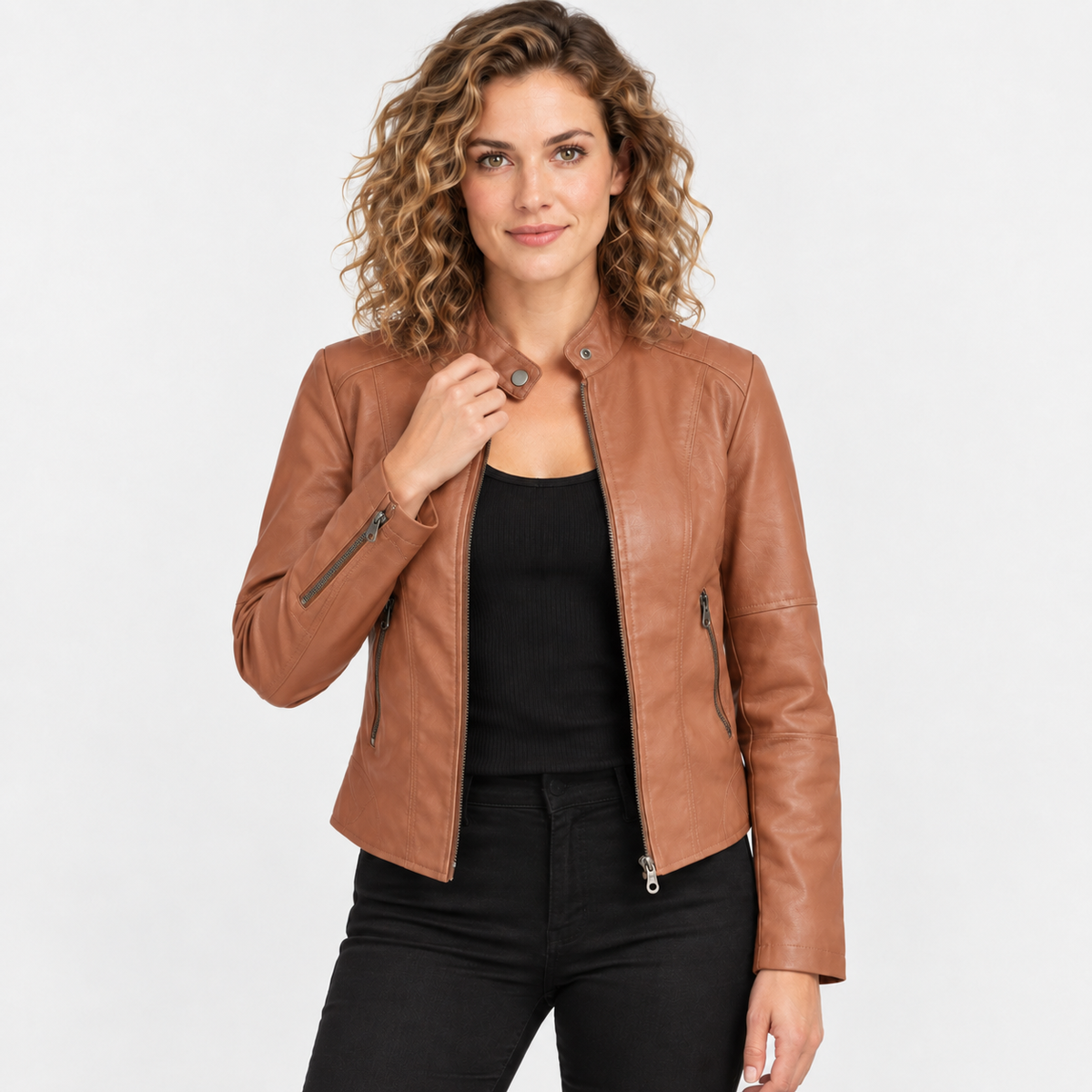 NAJAS | Women’s Leather Jacket Soft Leather Classic Fit Casual Outerwear