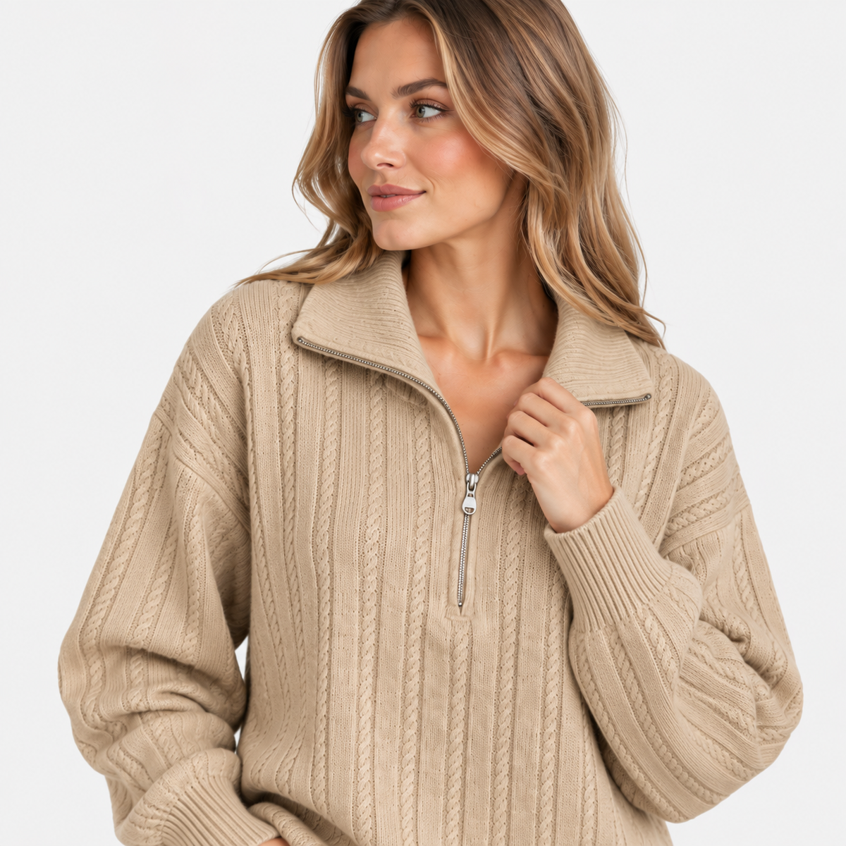 NAJAS | Women’s Knit Sweater Zip Up Pullover Thick Warm Casual Top