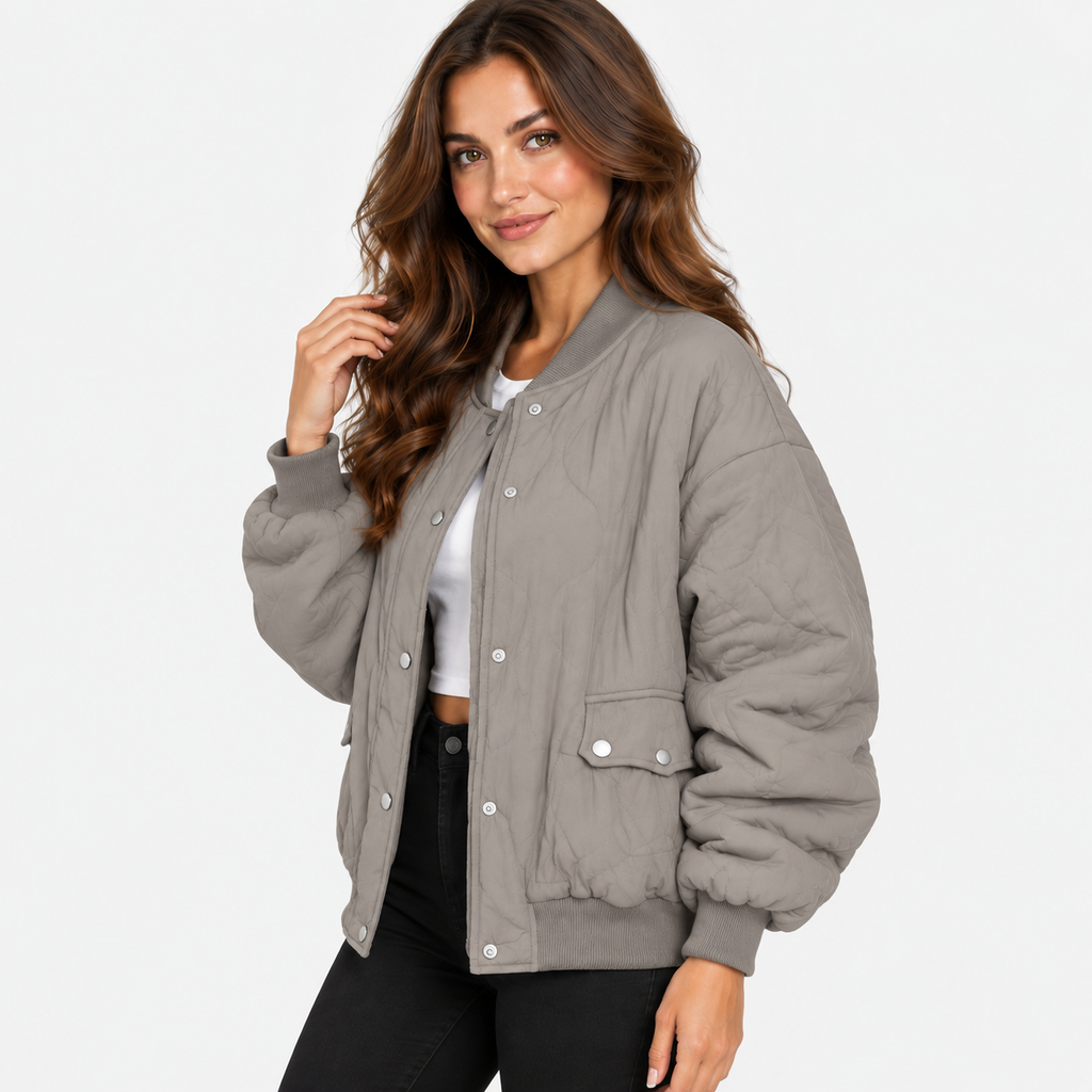 NAJAS | Women’s Quilted Jacket Long Sleeve Casual Winter Outerwear