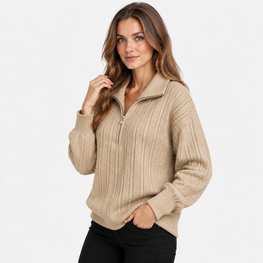NAJAS | Women’s Knit Sweater Zip Up Pullover Thick Warm Casual Top