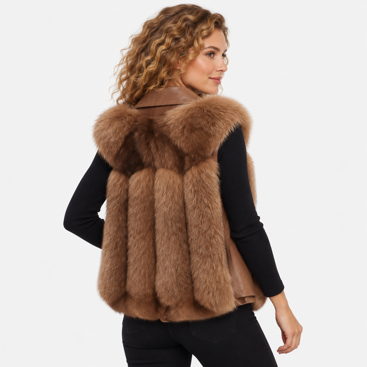 NAJAS | Women’s Plush Vest Jacket Patchwork Style Warm Fashion Coat