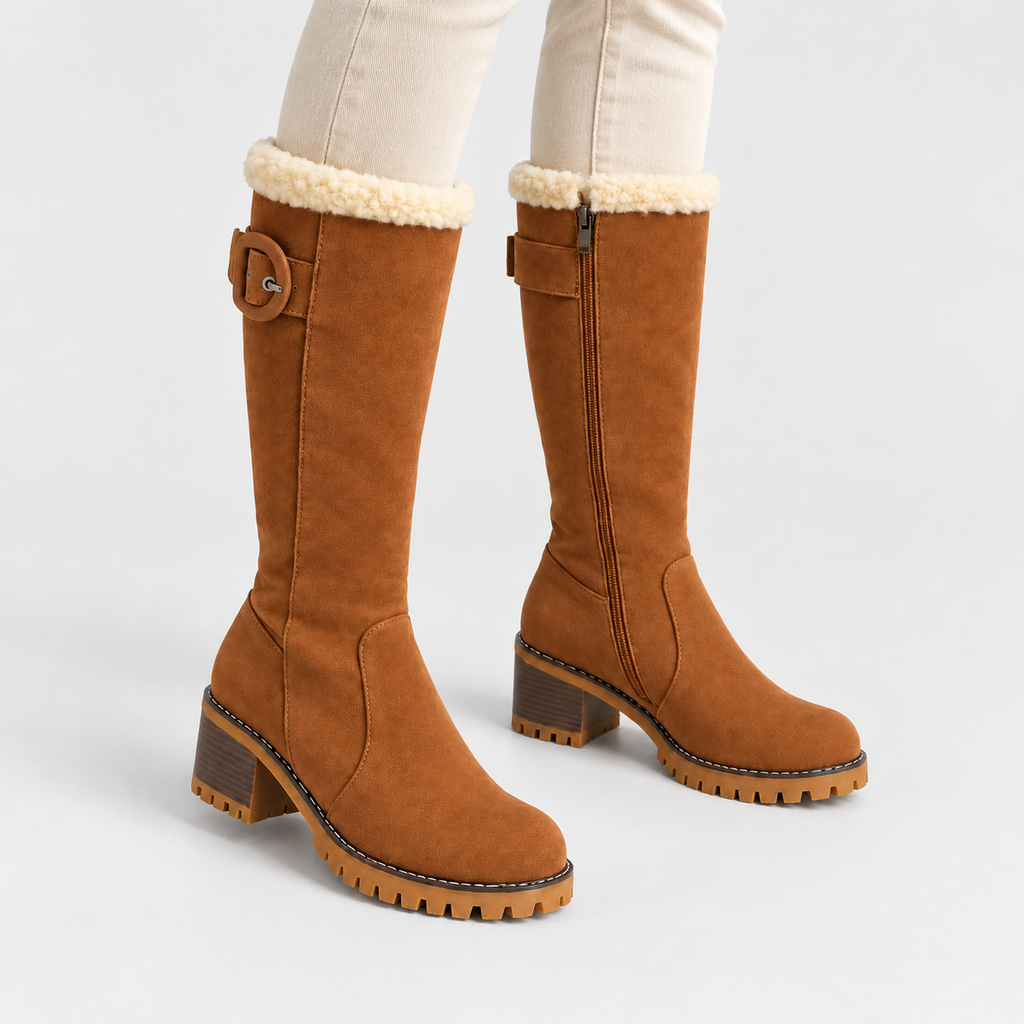 NAJAS | Women’s Knee High Boots Suede Upper Rubber Sole Casual Shoes