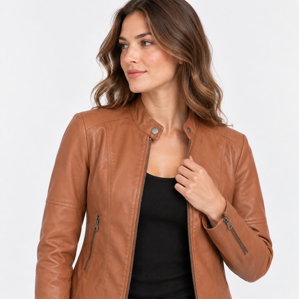 NAJAS | Women’s Leather Jacket Soft Leather Classic Fit Casual Outerwear