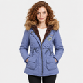 NAJAS | Women's Cotton Parka Jacket Fur Collar Hooded Winter Coat