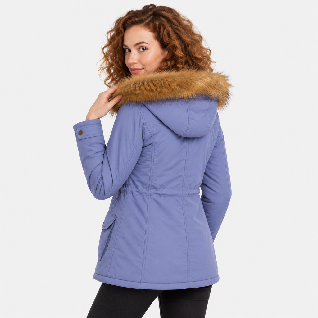 NAJAS | Women's Cotton Parka Jacket Fur Collar Hooded Winter Coat
