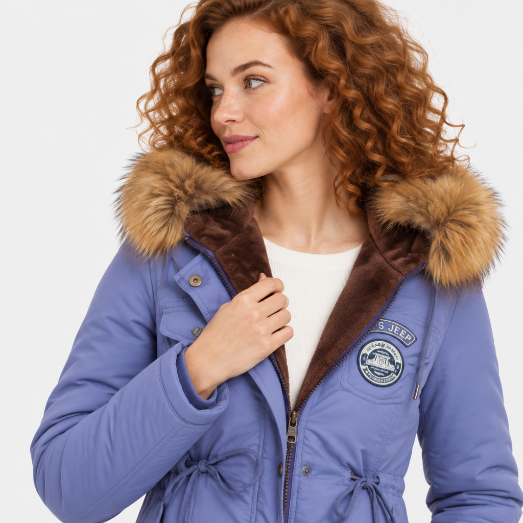 NAJAS | Women's Cotton Parka Jacket Fur Collar Hooded Winter Coat