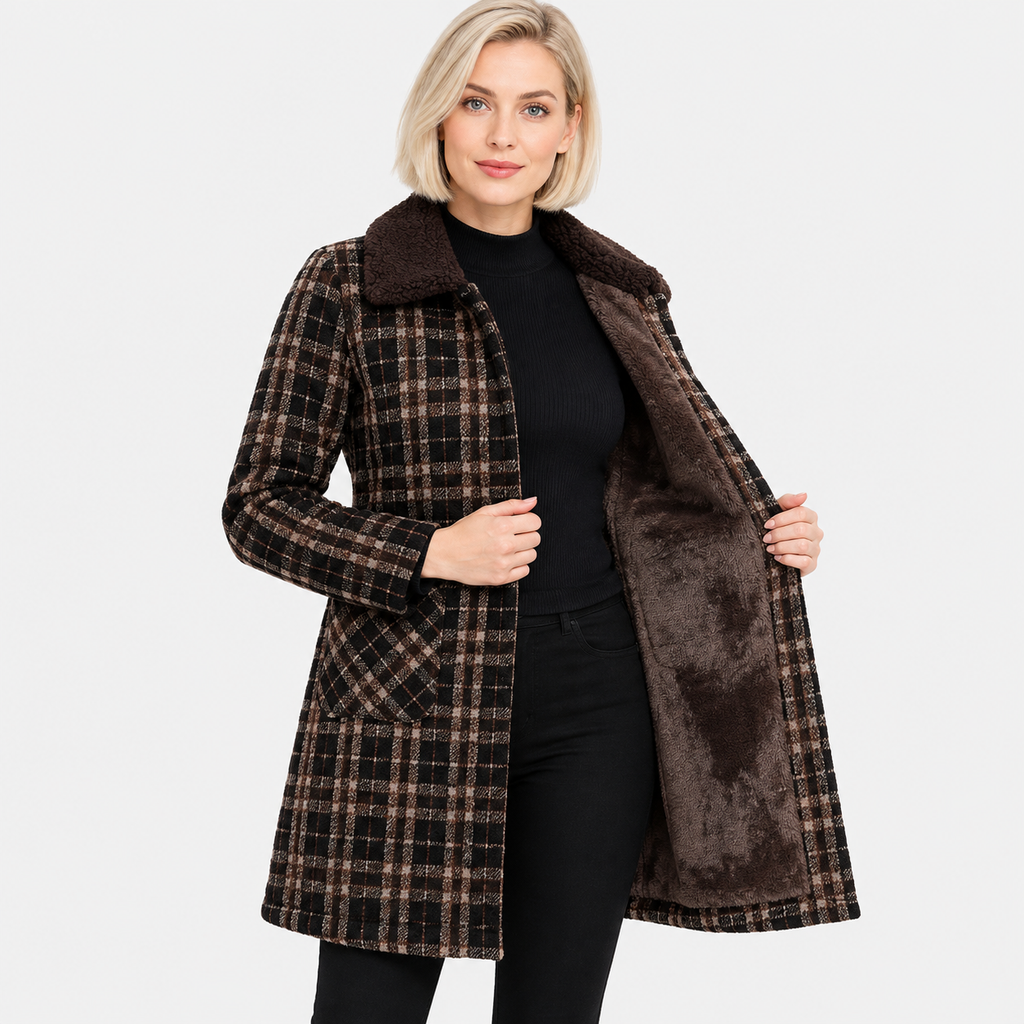 NAJAS | Women's Mid-Length Winter Coat with Fleece Lining