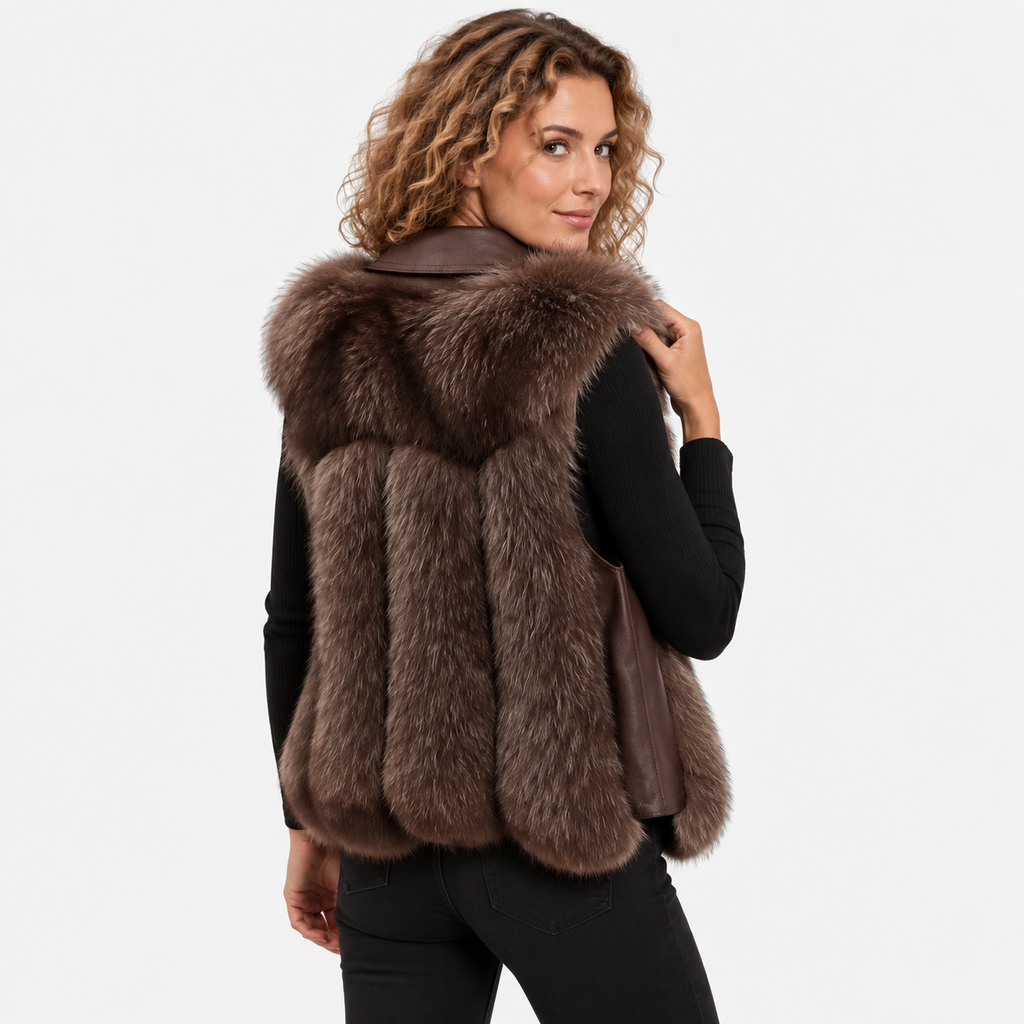 NAJAS | Women’s Plush Vest Jacket Patchwork Style Warm Fashion Coat