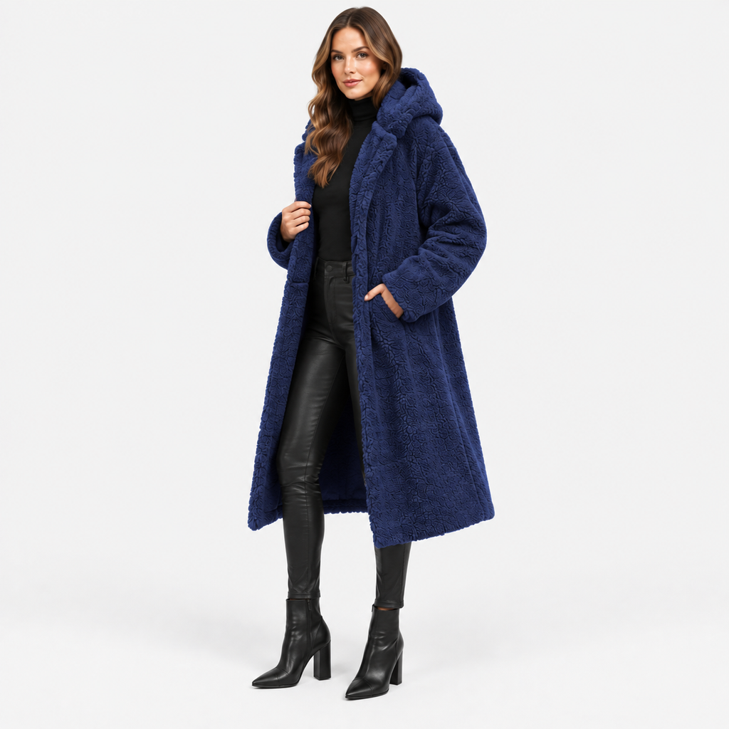 NAJAS | Women’s Teddy Coat Faux Fleece Hooded Long Winter Outerwear