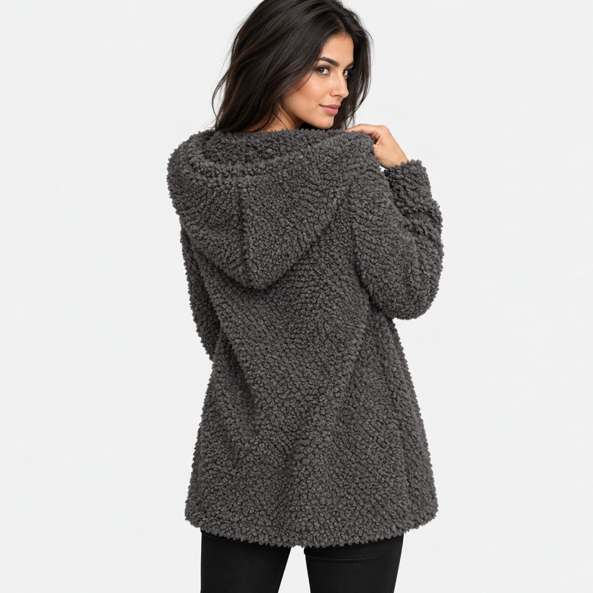 NAJAS | Women's Cotton Blend Hooded Cardigan Jacket with Loose Fit