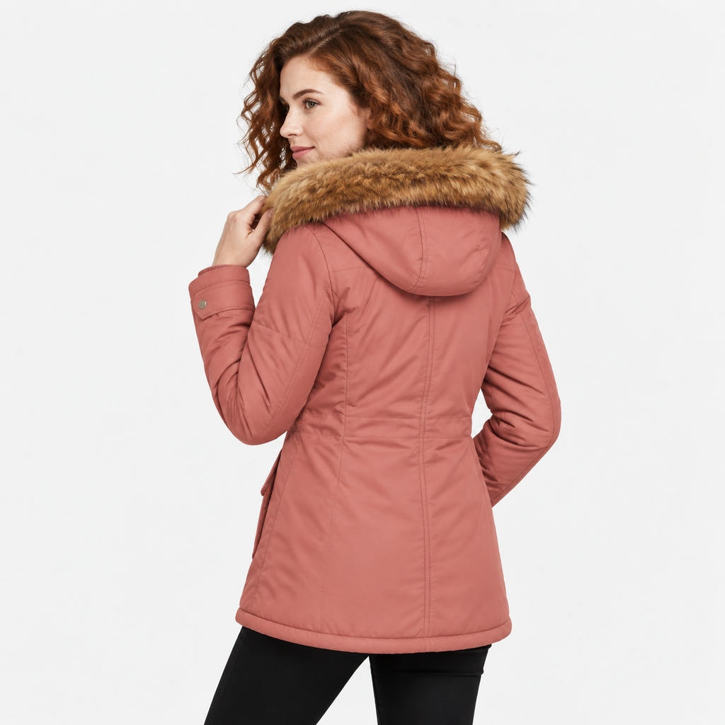 NAJAS | Women's Cotton Parka Jacket Fur Collar Hooded Winter Coat