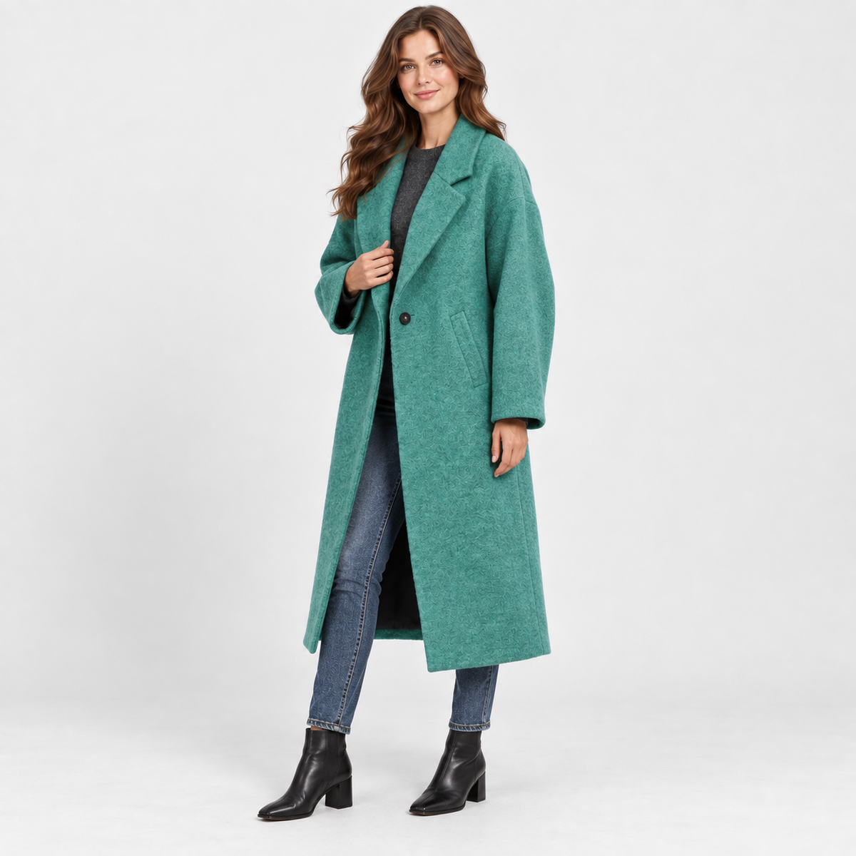 NAJAS | Women’s Long Wool Style Overcoat Lapel Winter Coat