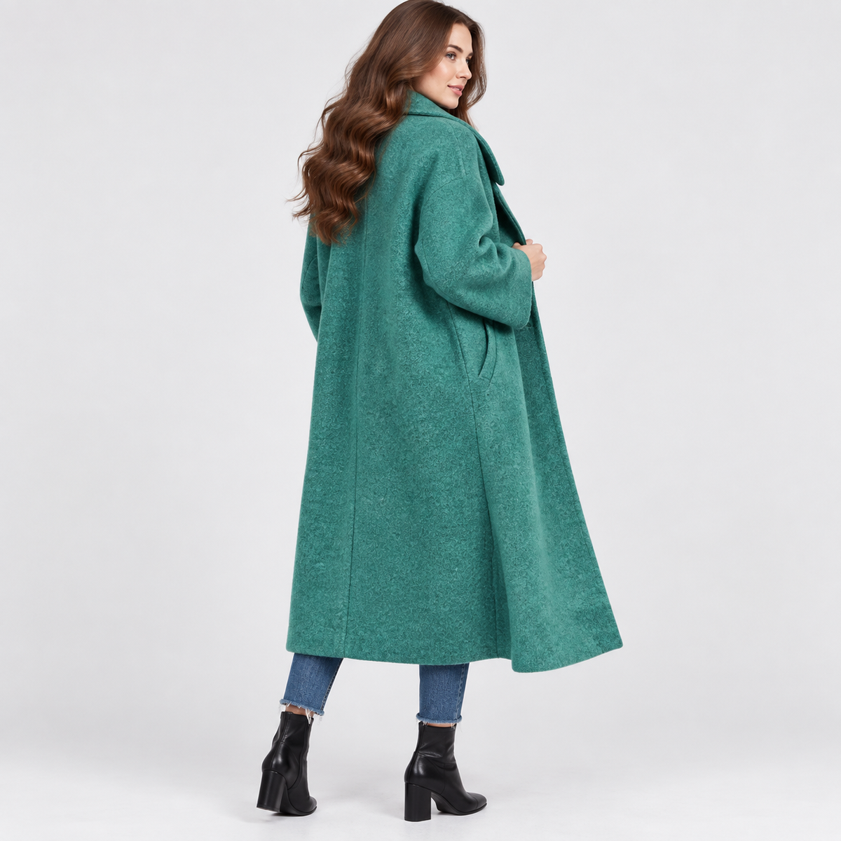 NAJAS | Women’s Long Wool Style Overcoat Lapel Winter Coat
