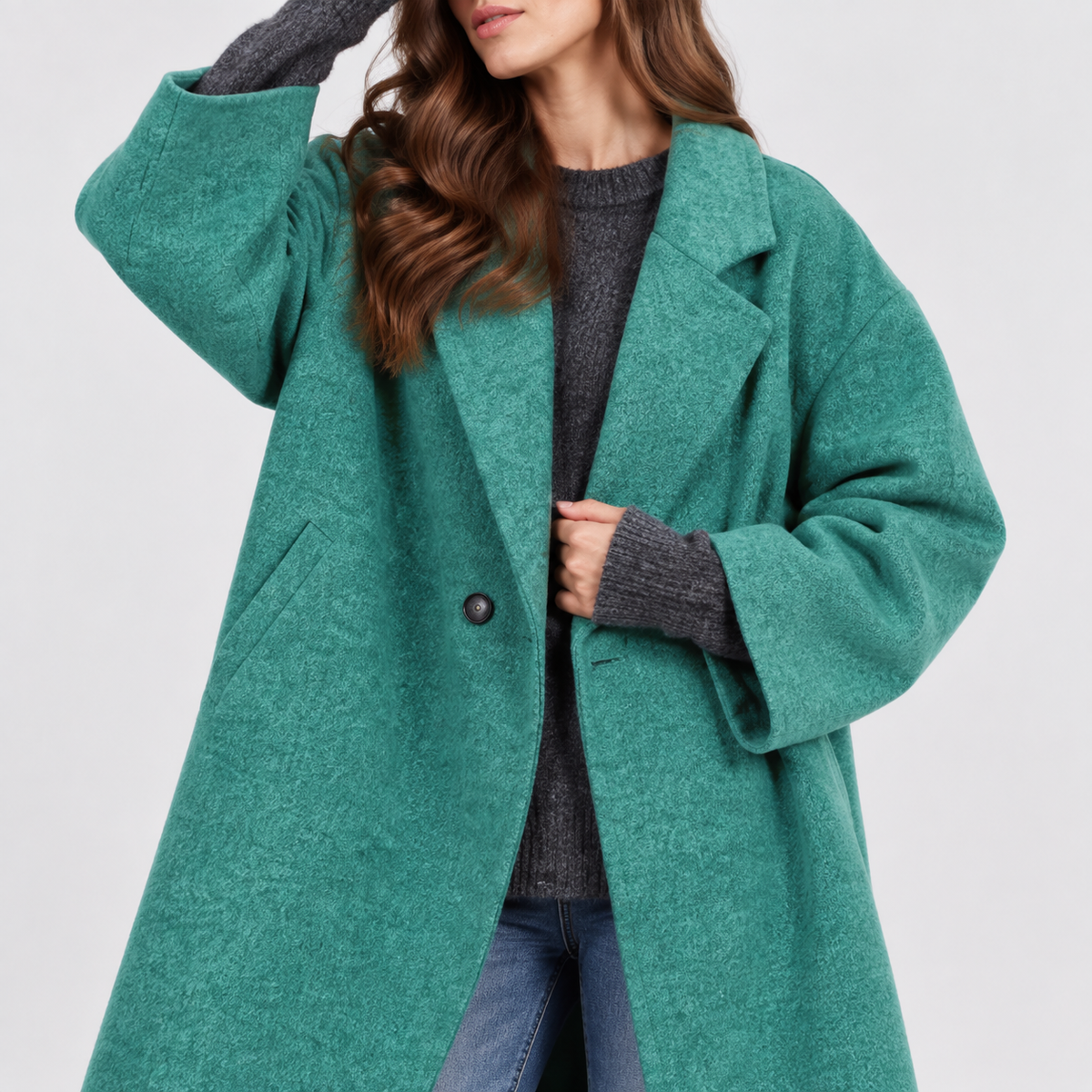 NAJAS | Women’s Long Wool Style Overcoat Lapel Winter Coat
