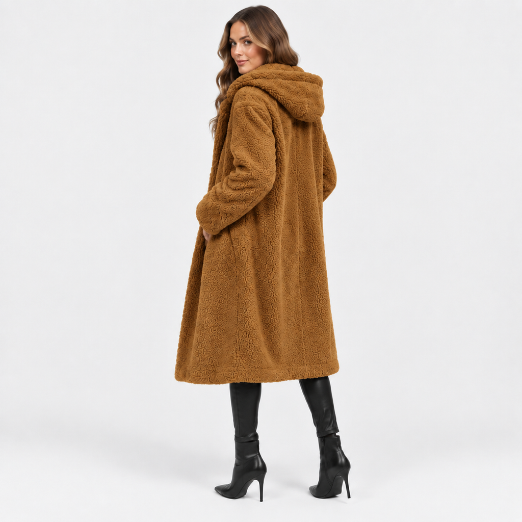 NAJAS | Women’s Teddy Coat Faux Fleece Hooded Long Winter Outerwear