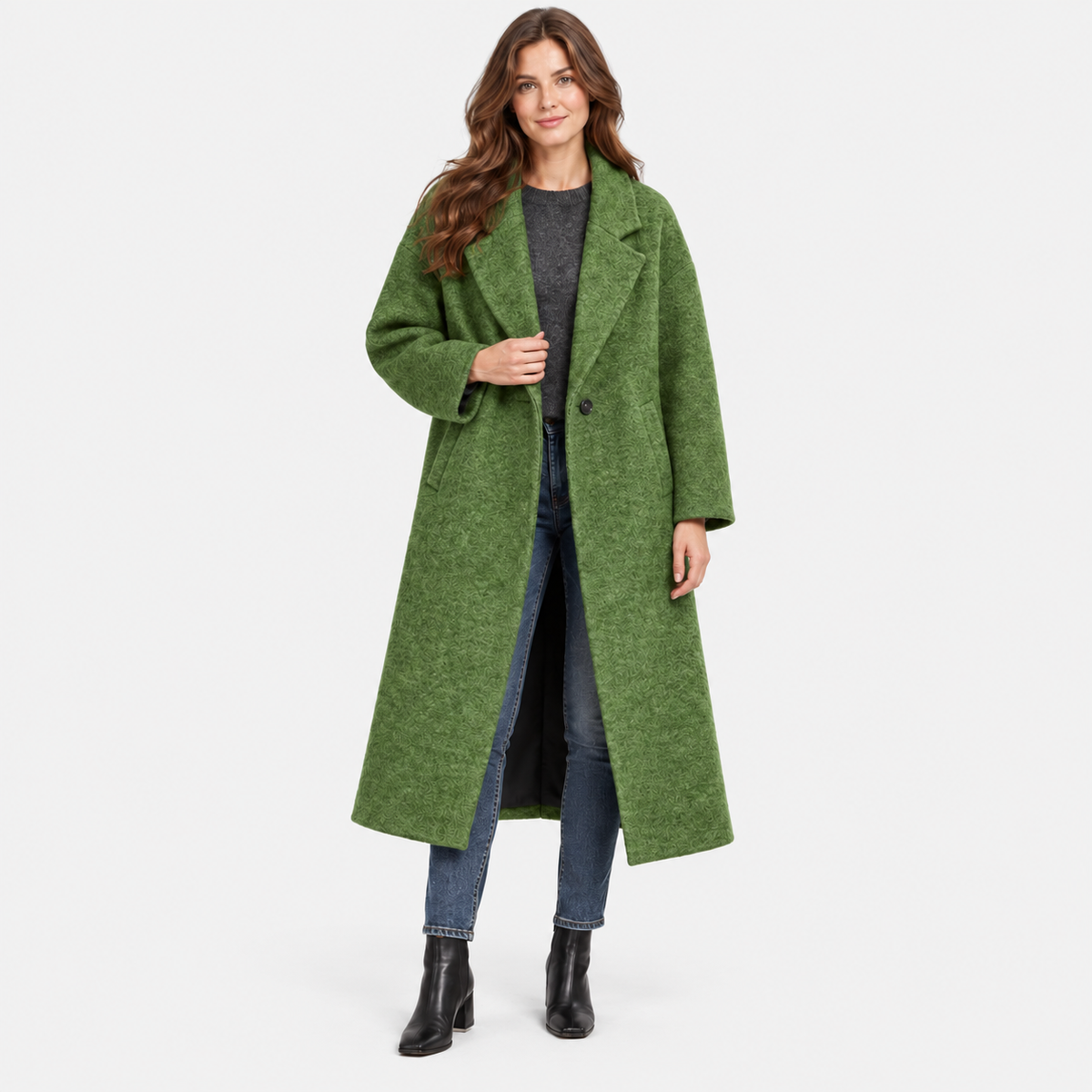NAJAS | Women’s Long Wool Style Overcoat Lapel Winter Coat