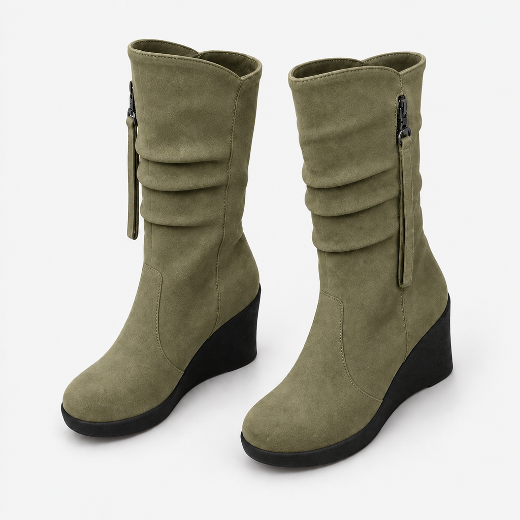 NAJAS | Women’s Suede Chelsea Boots Wedge Heel Waterproof Platform Shoes