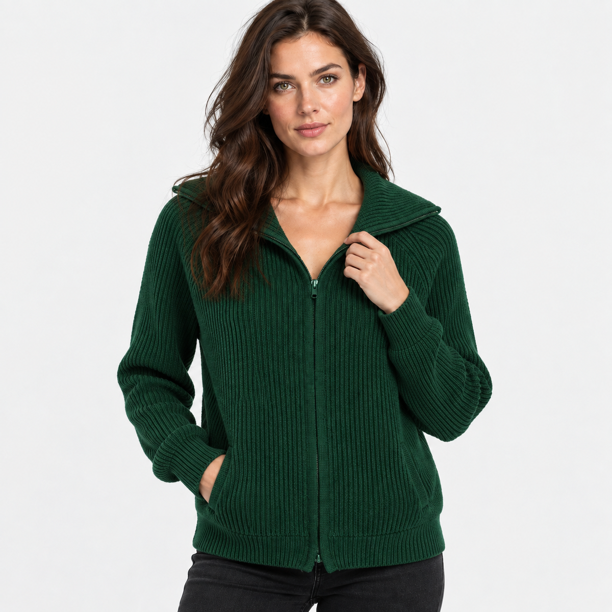 NAJAS | Women’s Knitted Sweater Jacket Warm Striped Casual Outerwear