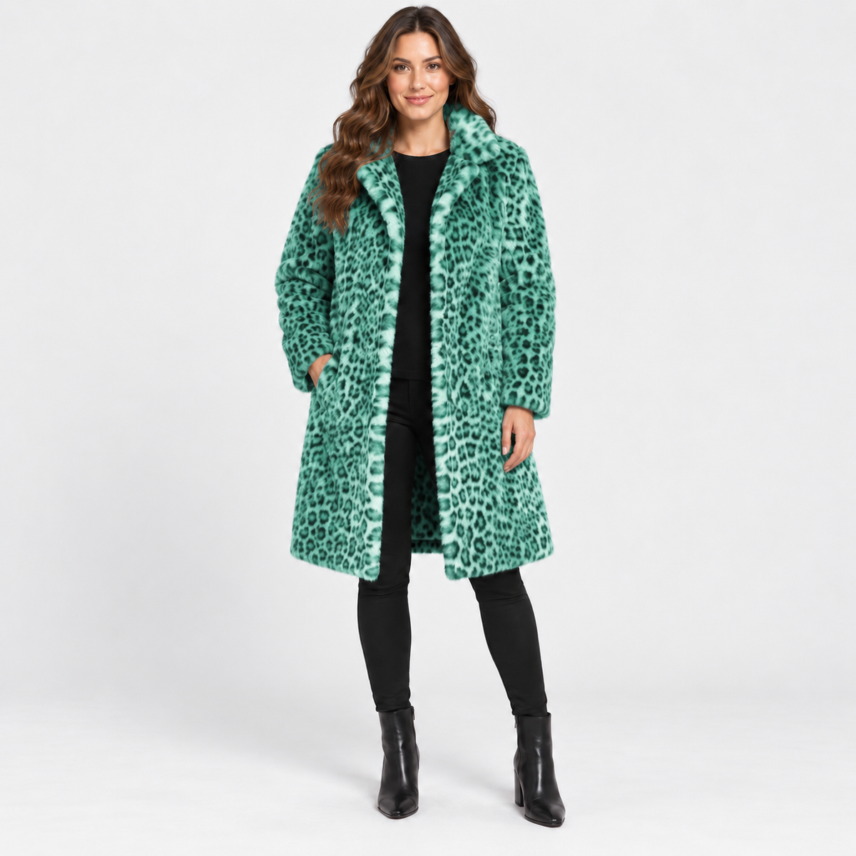 NAJAS | Women’s Leopard Print Coat Soft Plush Casual Fall Jacket