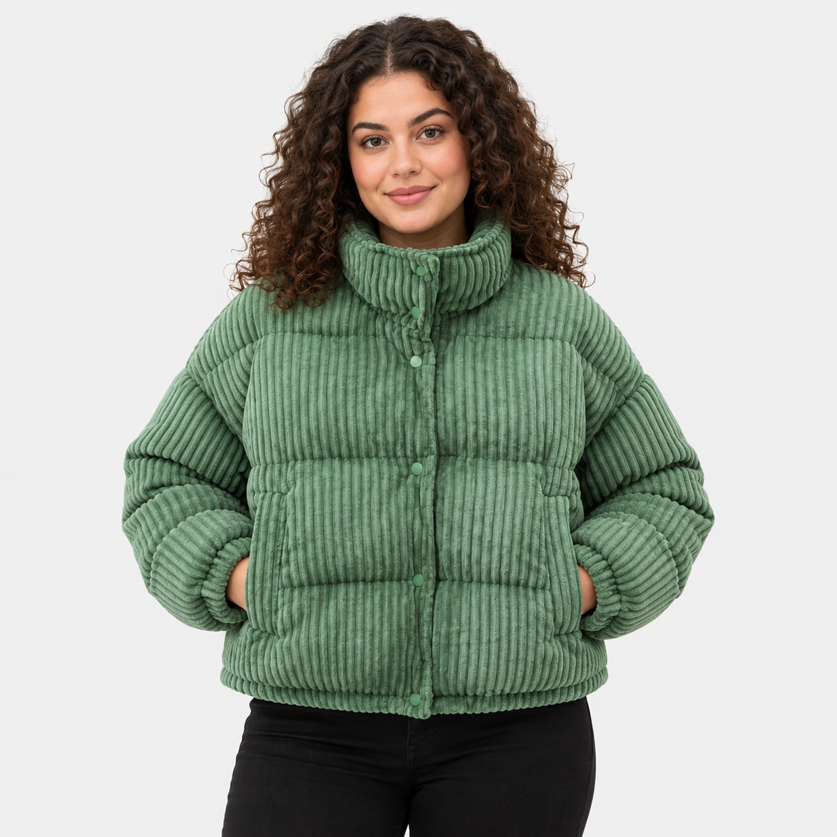 NAJAS | Women's Corduroy Puffer Jacket with Padded Lining