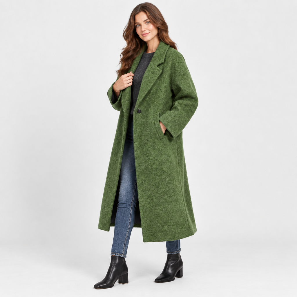NAJAS | Women’s Long Wool Style Overcoat Lapel Winter Coat