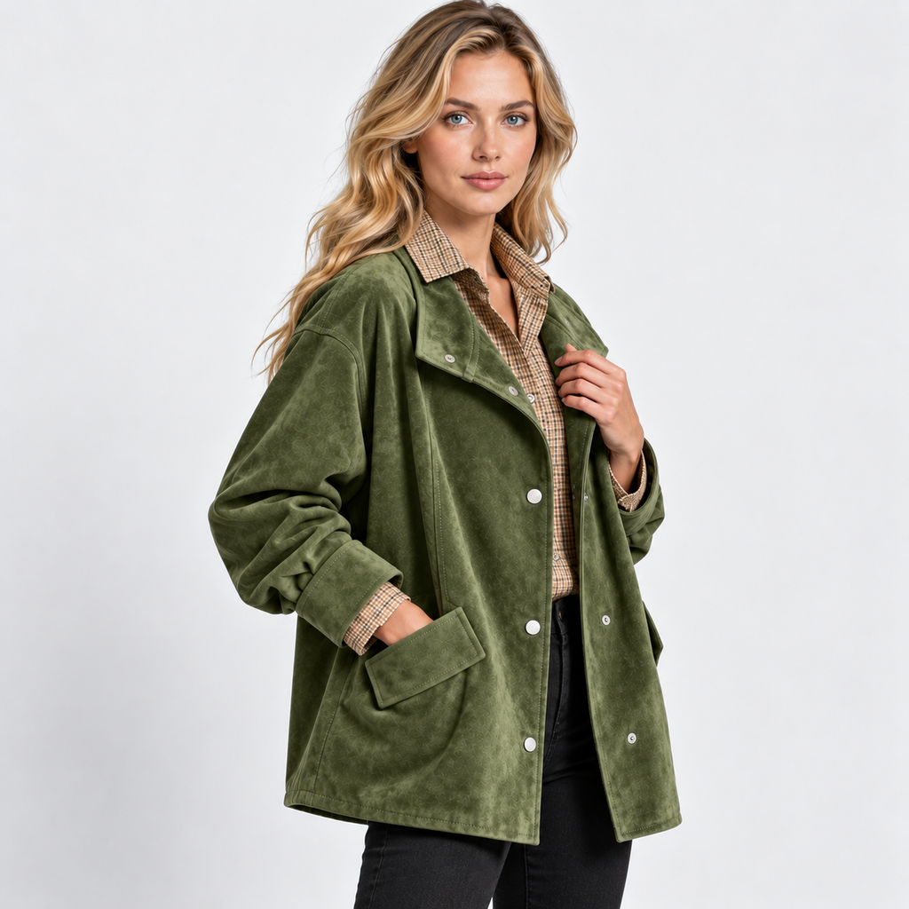 NAJAS | Women’s Suede Velvet Coat Mid Length Elegant Casual Outerwear