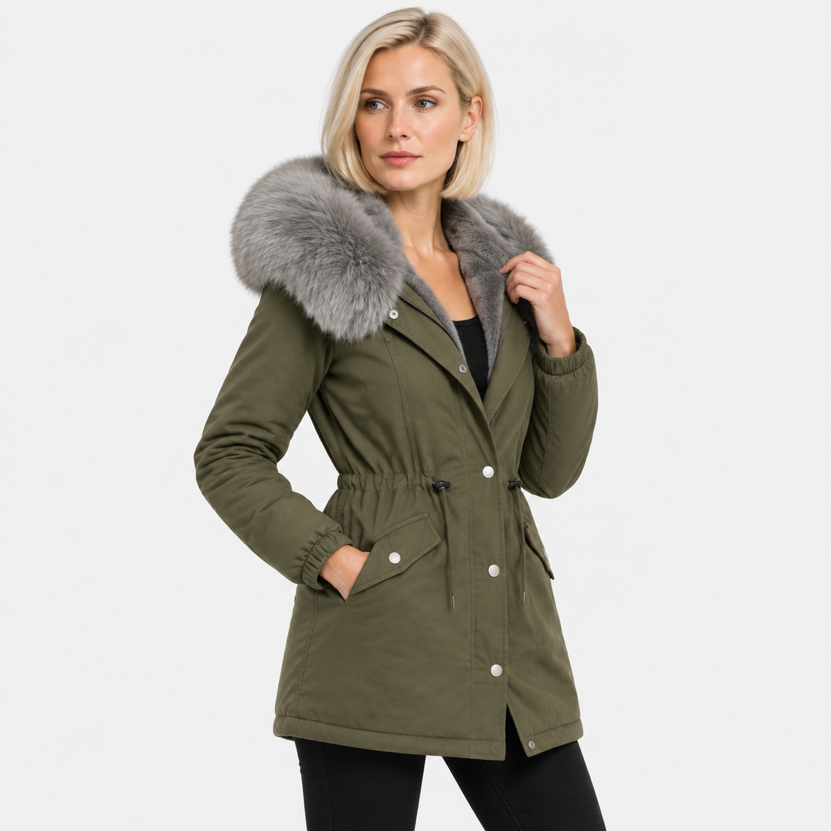 NAJAS | Women's Plush Hooded Jacket Drawstring Warm Winter Outerwear
