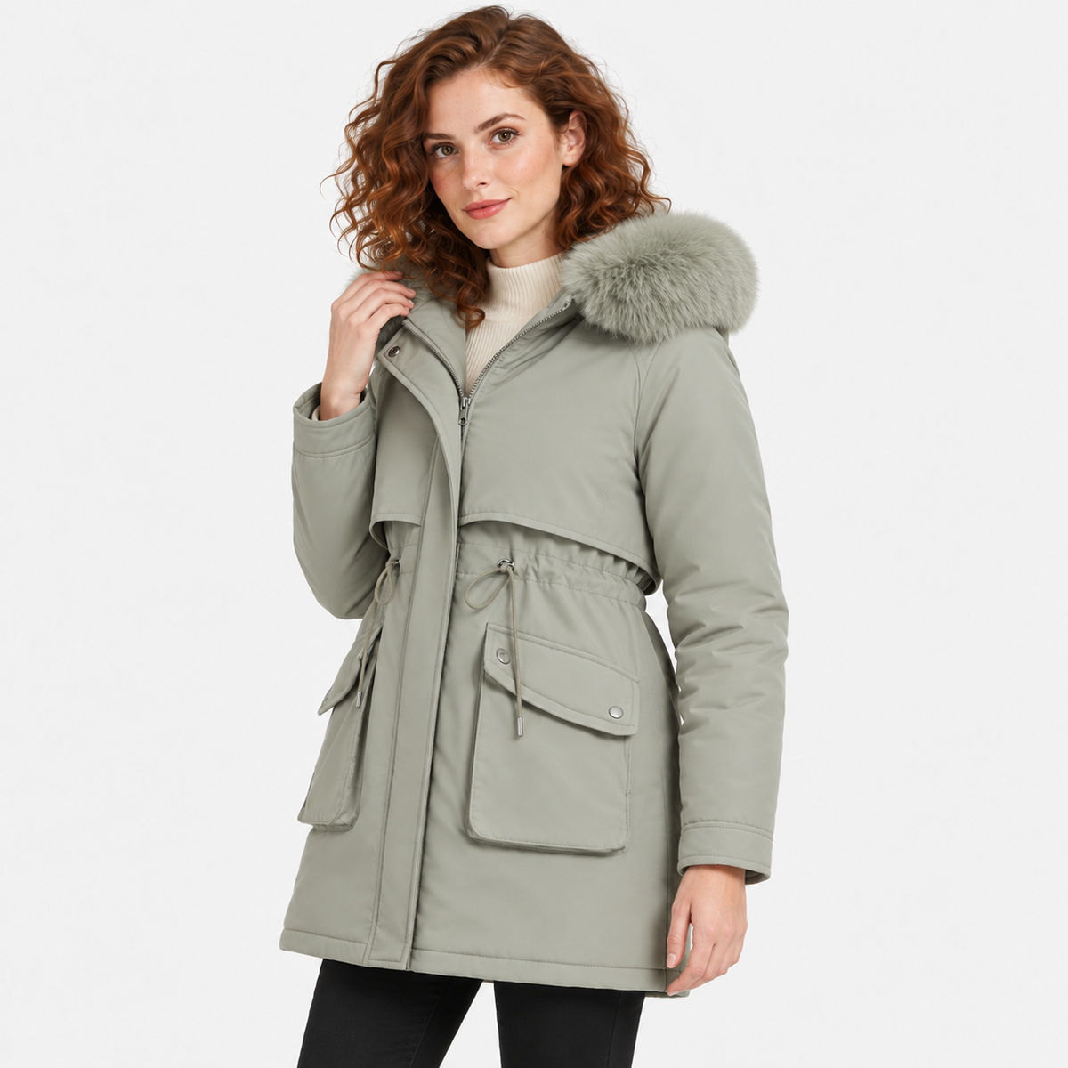 NAJAS | Women's Fur Lined Hooded Winter Parka with Loose Fit